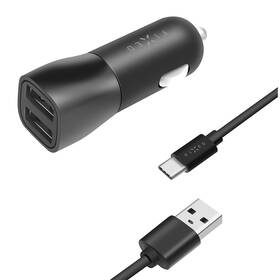 FIXED 2xUSB, 15W Smart Rapid Charge + USB-C kábel 1m