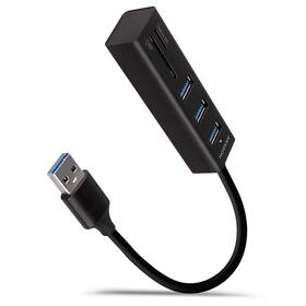 USB Hub Axagon USB 3.2 Gen 1 húb, 3x USB-A + čítačka kariet SD/microSD, kábel USB-A 20cm (HMA-CR3A) čierny