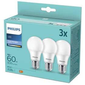 LED žiarovka Philips klasik, 8W, E27, chladná denná, 3ks (8719514403826)