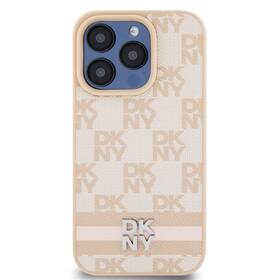 Kryt na mobil DKNY PU Leather Checkered Pattern and Stripe na iPhone 15 Pro (DKHCP15LPCPTSSP) ružový