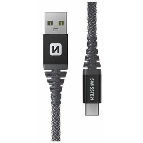 Kábel Swissten Kevlar USB/USB-C, 1,5 m (71541010) antracitová farba