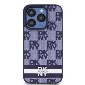 Kryt na mobil DKNY PU Leather Checkered Pattern and Stripe na iPhone 15 Pro (DKHCP15LPCPTSSB) modrý