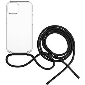 Kryt na mobil FIXED Pure Neck s čiernou šnúrkou na krk pre Apple iPhone 15 Plus (FIXPUN-1201-BK) priehľadný