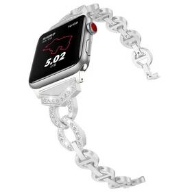 Remienok WG crystal, kovový, na Apple Watch 38/40/41 mm (10633) strieborný