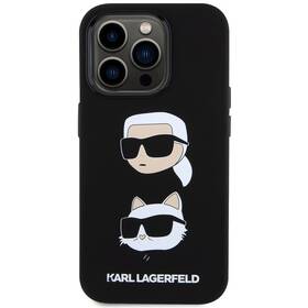 Kryt na mobil Karl Lagerfeld Liquid Silicone Karl and Choupette Heads na Apple iPhone 15 Pro (KLHCP15LSDHKCNK) čierny