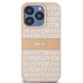 Kryt na mobil DKNY PU Leather Repeat Pattern Tonal Stripe na iPhone 15 Pro (DKHCP15LPRTHSLP) ružový