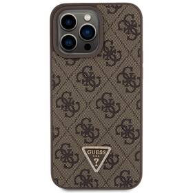 Kryt na mobil Guess 4G Strass Triangle Metal Logo na Apple iPhone 15 Pro Max (GUHCP15XP4TDPW) hnedý