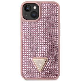 Kryt na mobil Guess Rhinestones Triangle Metal Logo na Apple iPhone 14 (GUHCP14SHDGTPP) ružový