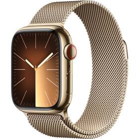 Inteligentné hodinky Apple Watch Series 9 GPS + Cellular 41mm zlaté puzdro z nehrdzavejúcej ocele - zlatý milánsky ťah (MRJ73QC/A)