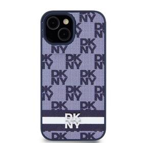 Kryt na mobil DKNY PU Leather Checkered Pattern and Stripe na iPhone 15 (DKHCP15SPCPTSSB) modrý