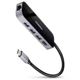 USB Hub Axagon USB 3.2 Gen 1 húb, 3x USB-A, HDMI 4k/60Hz, RJ-45 GLAN, PD 100W, kábel USB-C 20cm (HMC-6GL) sivý