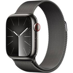 Inteligentné hodinky Apple Watch Series 9 GPS + Cellular 45mm grafitovo sivé puzdro z nehrdzavejúcej ocele - grafitovo šedý milánsky ťah (MRMX3QC/A)