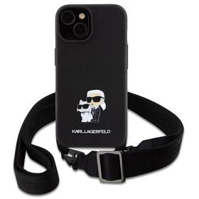 Kryt na mobil Karl Lagerfeld Saffiano Crossbody Metal Karl and Choupette na Apple iPhone 15 Plus (KLHCP15MSAKCPBK) čierny