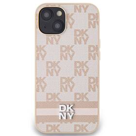 Kryt na mobil DKNY PU Leather Checkered Pattern and Stripe na iPhone 15 (DKHCP15SPCPTSSP) ružový