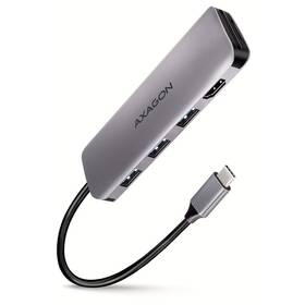 USB Hub Axagon USB 3.2 Gen 1 húb, 3x USB-A, HDMI 4k/30Hz, SD/microSD, kábel USB-C 20cm (HMC-HCR3A) sivý