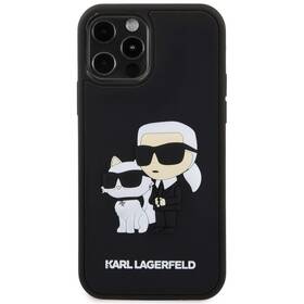 Kryt na mobil Karl Lagerfeld 3D Rubber Karl and Choupette na Apple iPhone 12/12 Pro (KLHCP12M3DRKCNK) čierny