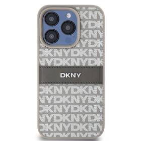 Kryt na mobil DKNY PU Leather Repeat Pattern Tonal Stripe na iPhone 15 Pro Max (DKHCP15XPRTHSLE) béžový
