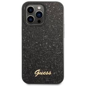 Kryt na mobil Guess Glitter Flakes Metal Logo na Apple iPhone 14 Pro Max (GUHCP14XHGGSHK) čierny