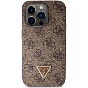 Kryt na mobil Guess 4G Strass Triangle Metal Logo na Apple iPhone 15 Pro (GUHCP15LP4TDPW) hnedý