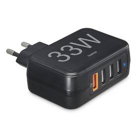 Nabíjačka do siete Hama 33W, 4x USB (1x QC) (201629) čierna
