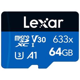Pamäťová karta Lexar 633x microSDXC 64GB UHS-I, (100R/45W) C10 A1 V30 U3 (LMS0633064G-BNNNG)