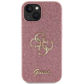 Kryt na mobil Guess Fixed Glitter 4G Metal Logo na Apple iPhone 15 (GUHCP15SHG4SGP) ružový