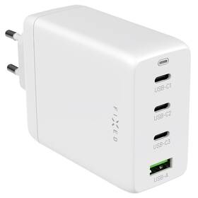 Nabíjačka do siete FIXED GaN 1x USB, 3x USB-C PD, 100W (FIXCG100-3CU-WH) biela