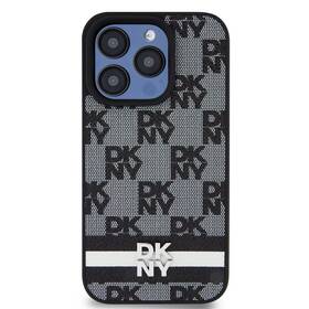 Kryt na mobil DKNY PU Leather Checkered Pattern and Stripe na iPhone 15 Pro (DKHCP15LPCPTSSK) čierny
