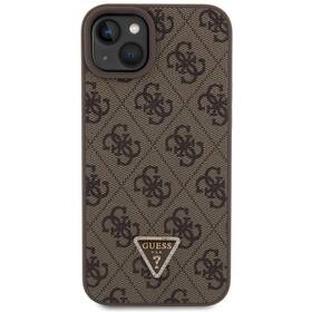 Kryt na mobil Guess 4G Strass Triangle Metal Logo na Apple iPhone 15 Plus (GUHCP15MP4TDPW) hnedý
