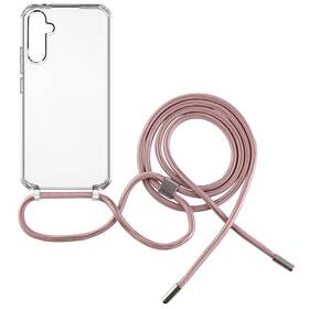 Kryt na mobil FIXED Pure Neck s ružovou šnúrkou na krk na Samsung Galaxy A34 5G (FIXPUN-1086-PI) priehľadný