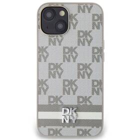 Kryt na mobil DKNY PU Leather Checkered Pattern and Stripe na iPhone 15 (DKHCP15SPCPTSSE) béžový