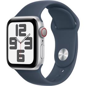 Inteligentné hodinky Apple Watch SE 2023 GPS + Cellular 40mm puzdro zo strieborného hliníka - búrkovo modrý športový remienok - S/M (MRGJ3QC/A)