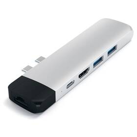 USB Hub Satechi USB-C PRO Hub (HDMI 4K, Pass Through Charging, 1x USB 3.0, 1x MicroSD, Ethernet) (ST-TCPHES) strieborný