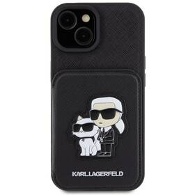 Kryt na mobil Karl Lagerfeld PU Saffiano Card Slot Stand Karl and Choupette na Apple iPhone 15 (KLHCP15SSAKCSCK) čierny
