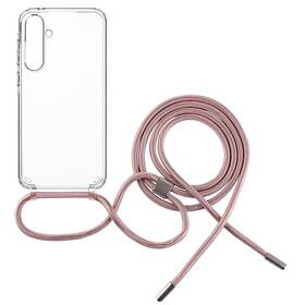 Kryt na mobil FIXED Pure Neck s ružovou šnúrkou na krk na Samsung Galaxy A55 5G (FIXPUN-1263-PI) priehľadný