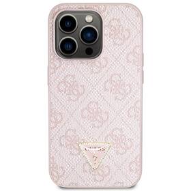 Kryt na mobil Guess 4G Strass Triangle Metal Logo na Apple iPhone 15 Pro (GUHCP15LP4TDPP) ružový