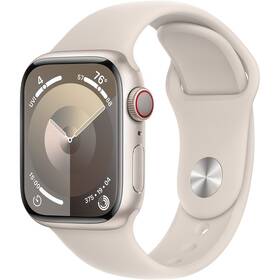 Inteligentné hodinky Apple Watch Series 9 GPS + Cellular 41mm puzdro z hviezdne bieleho hliníka - hviezdne biely športový remienok - M/L (MRHP3QC/A)