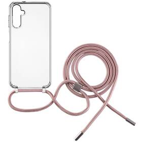 Kryt na mobil FIXED Pure Neck s ružovou šnúrkou na krk na Samsung Galaxy A14/A14 5G (FIXPUN-1072-PI) priehľadný
