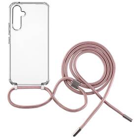 Kryt na mobil FIXED Pure Neck s ružovou šnúrkou na krk na Samsung Galaxy A54 5G (FIXPUN-1085-PI) priehľadný