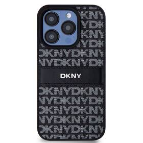 Kryt na mobil DKNY PU Leather Repeat Pattern Tonal Stripe na iPhone 15 Pro (DKHCP15LPRTHSLK) čierny