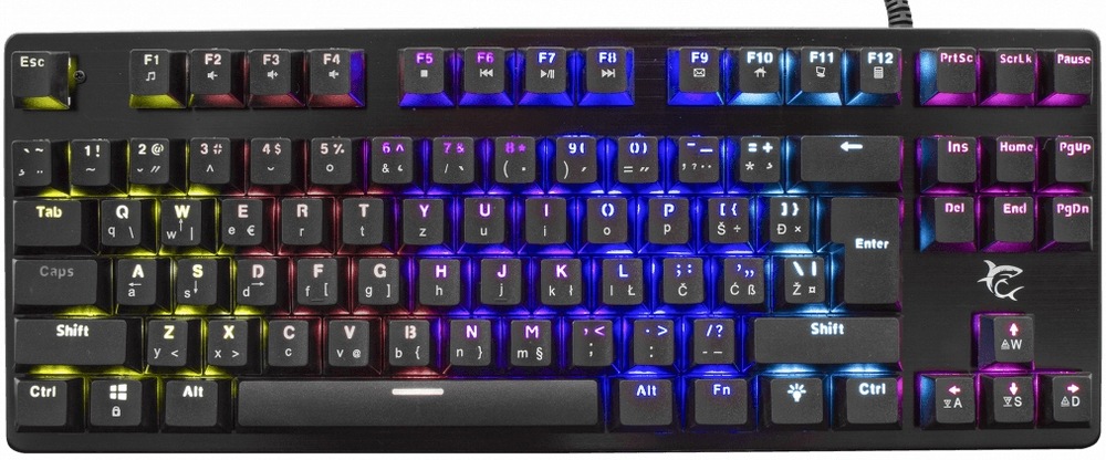 White Shark SPARTAN, US layout, modrý switch, metal