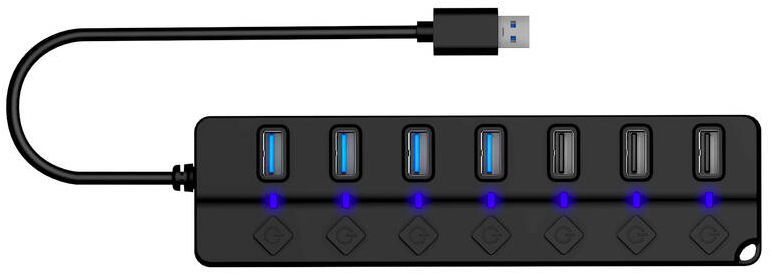 USB Hub Connect IT Mighty Switch 2, USB-A/ 4x USB-A 3.0, 3x USB-A 2.0 - čierny