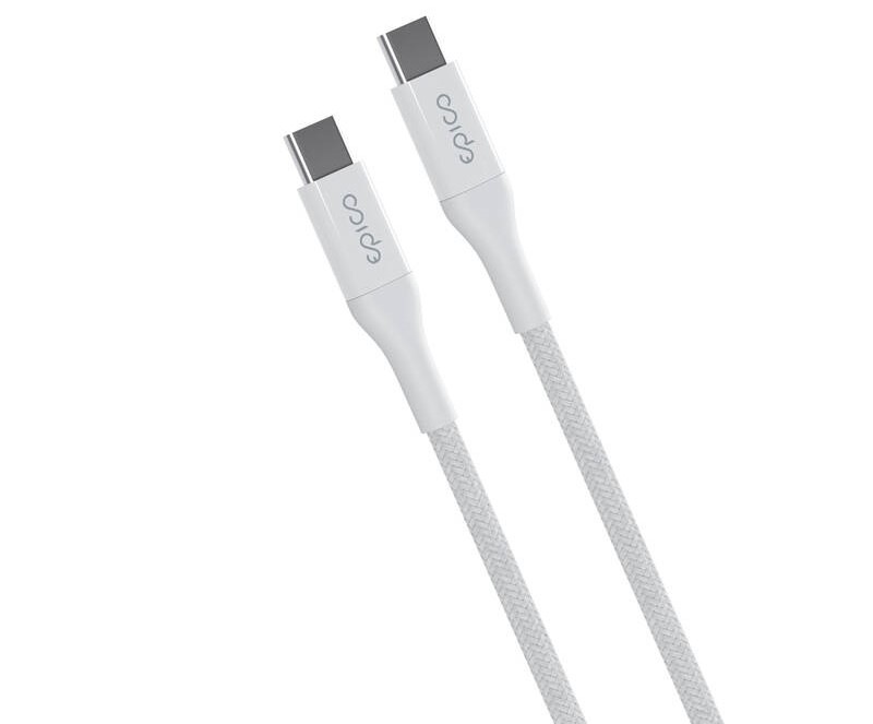 Kábel Epico Braided PD, USB-C/USB-C, 1.2m - biely