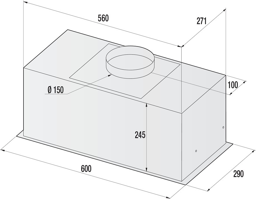 Vstavaný odsávač pár Mora OI665B, čierna, rozmery