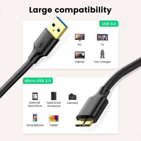 UGREEN USB 3.0 / Micro USB 3.0, 1 m, čierna