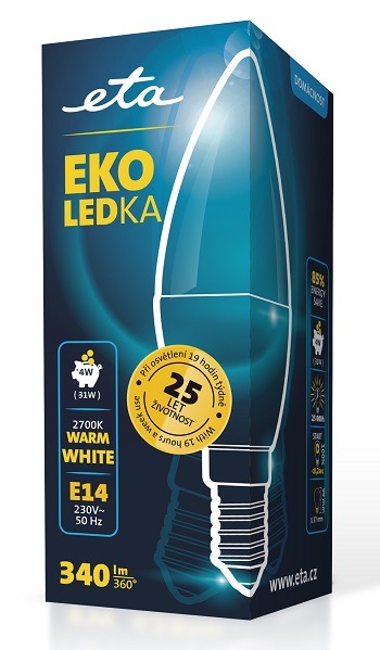 žiarovka ETAC37W4WW01, úspora, LED