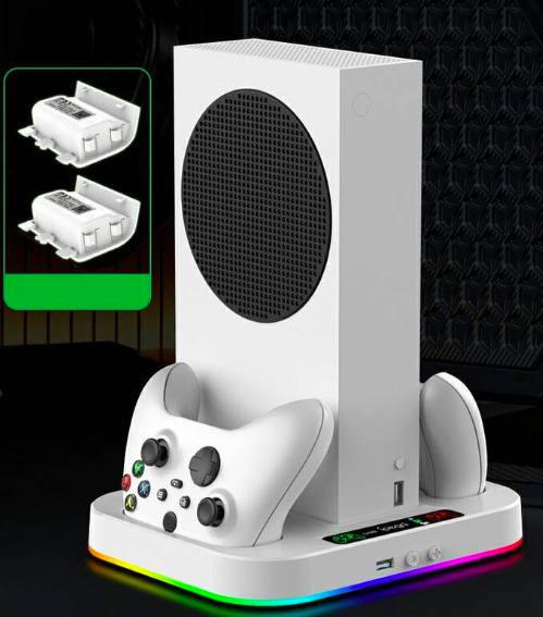 Dokovacia stanica iPega RGB stojan s chladením pre Xbox Series S + 2ks batérií - biela