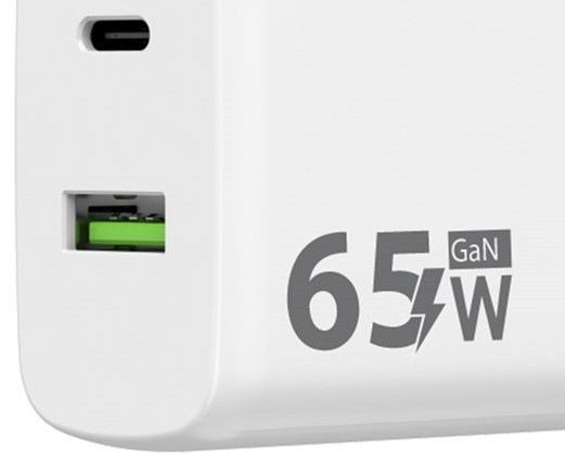 Nabíjačka do siete WG GaN, 2xUSB, USB-C PD 65W + USB-A QC3.0 18W + USB-C kábel 1m