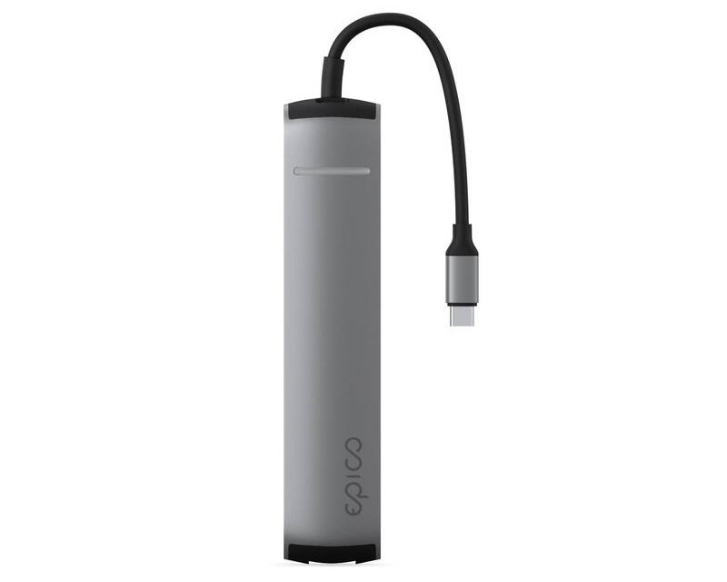 USB Hub Epico 6in1 Slim 8K USB-C/1× USB-C, HDMI, 3× USB 3.0 - šedý
