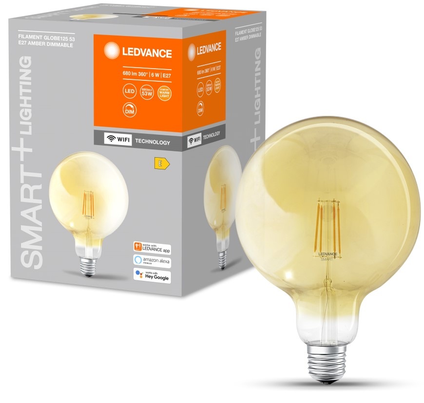 Žiarovka LED LEDVANCE SMART+ WiFi Filament Globe Dimmable 6W E27